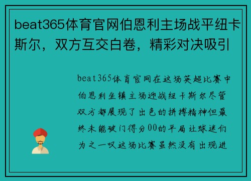 beat365体育官网伯恩利主场战平纽卡斯尔，双方互交白卷，精彩对决吸引眼球 - 副本